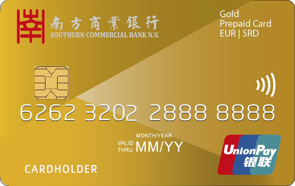UnionPay EUR Gold prepaidkaart