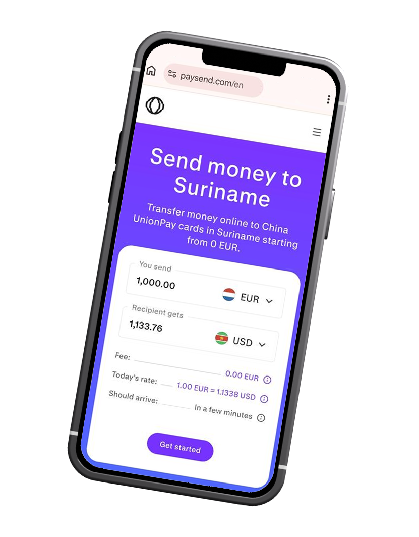 Paysend op een smartphone